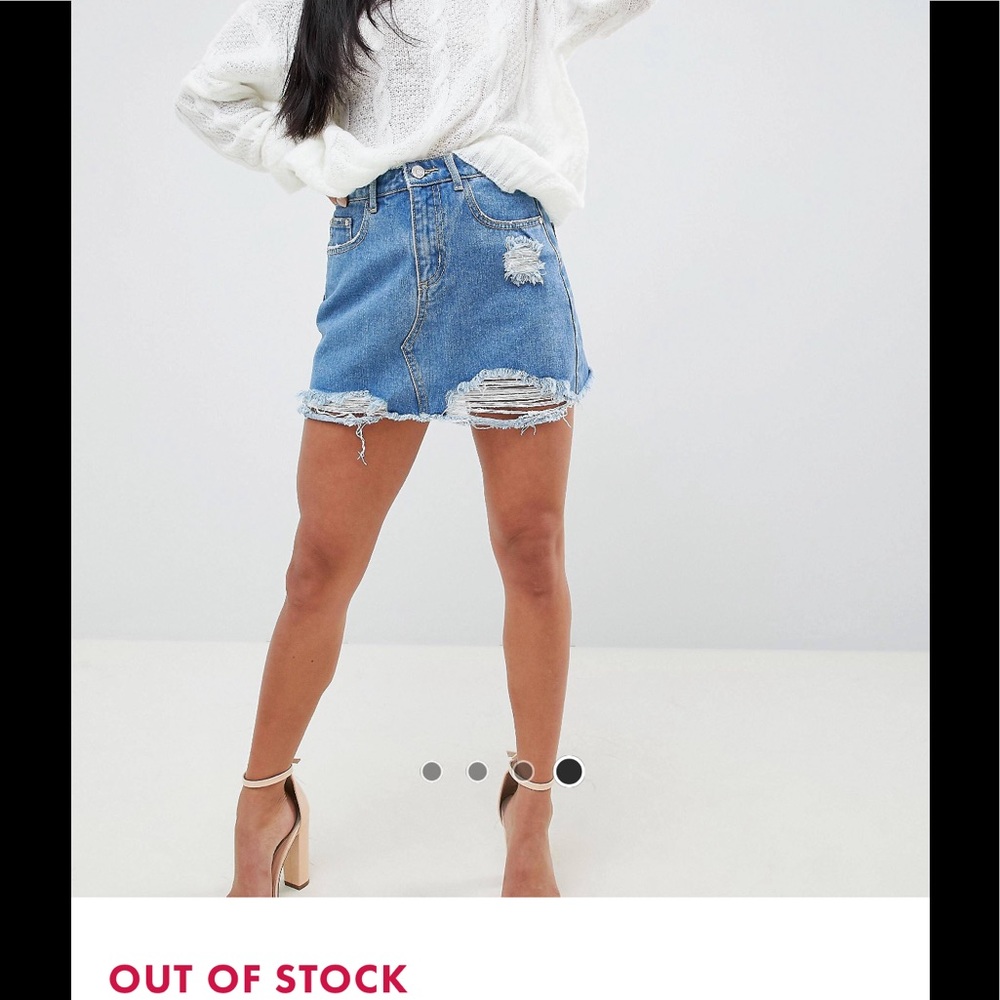 Petite misguided sz 4 distressed mini jean skirt - Picture 3 of 7